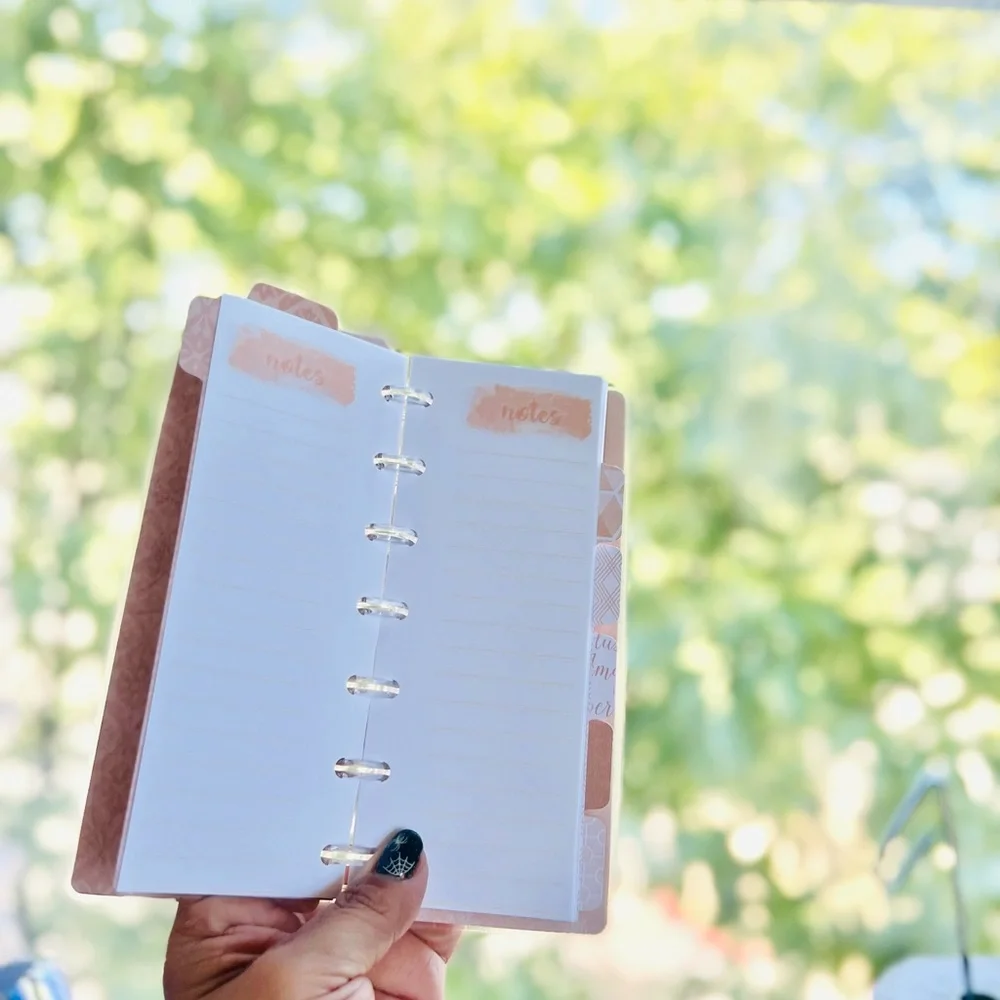 Skinny mini planner rose gold flowers